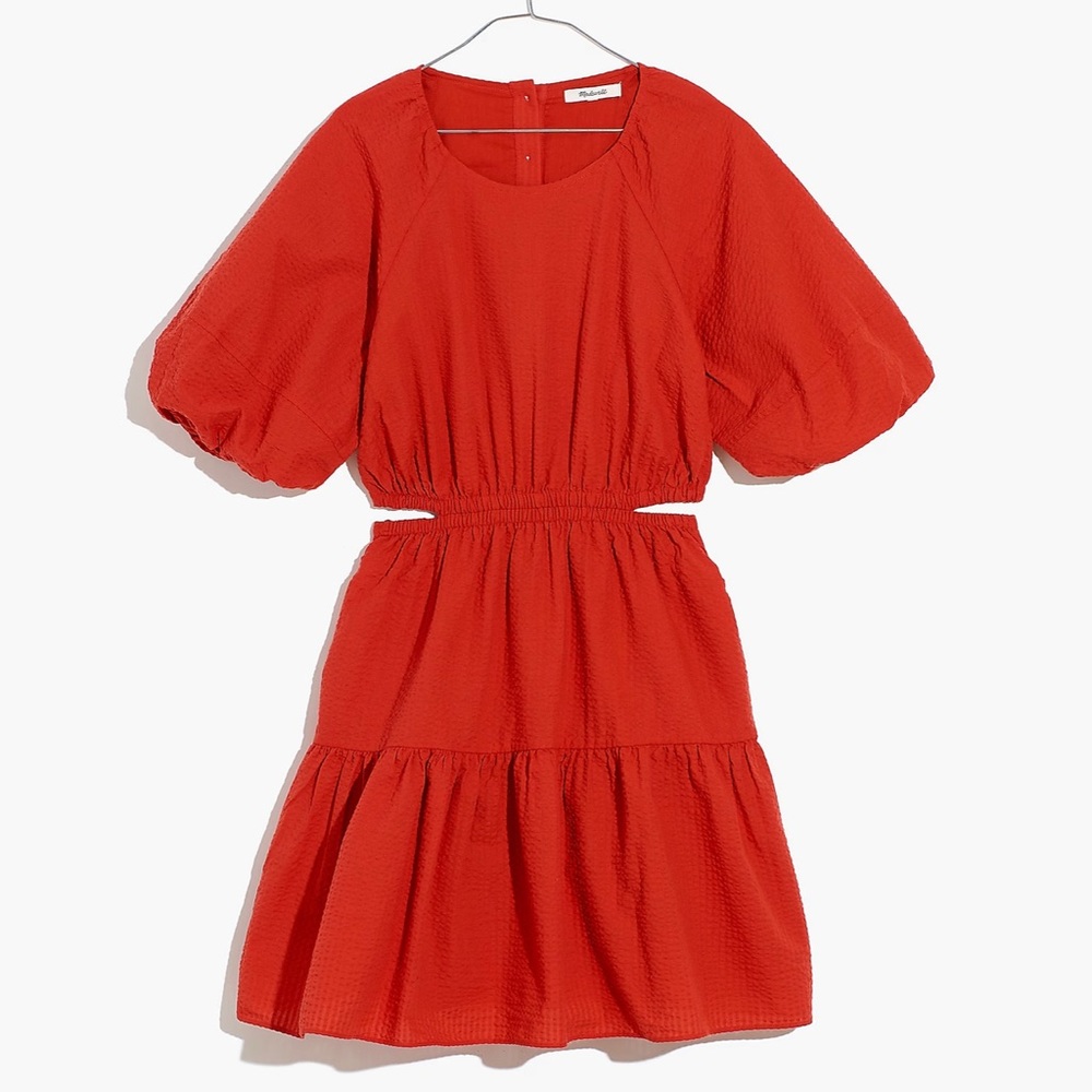 Madewell Puff-Sleeve Cutout Mini Dress